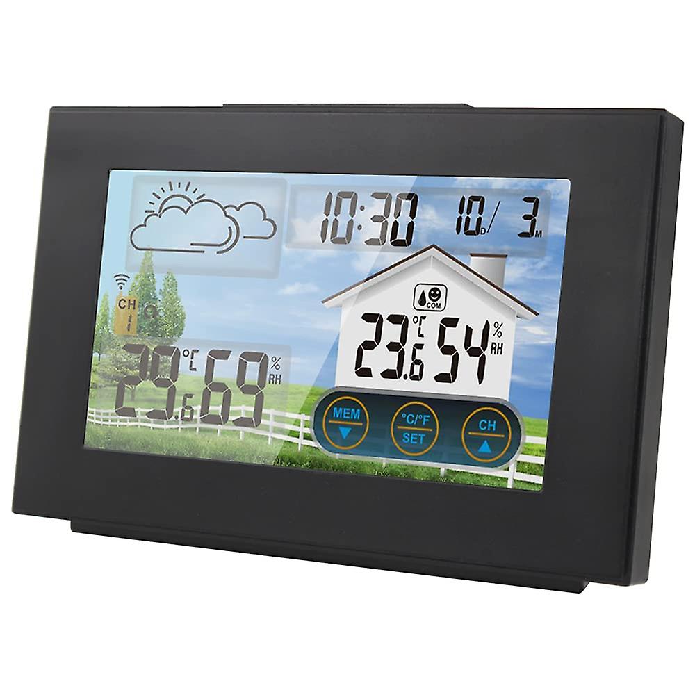 Digitale Wetterstation Mit Außensensor, Innen- Und Außenthermometer, Hygrometer, Led-touchscreen Und Digitaluhr Mit Kalender.