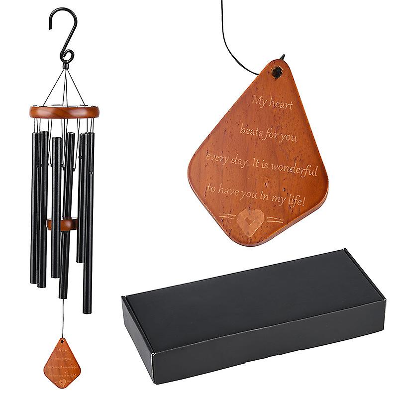 Großes Windspiel Mit Tiefen Tönen, Bestehend Aus 6 Aluminiumrohren - Ideal Für Die Außendekoration Von Garten, Hof, Terrasse Und Haus (gemasertes Kupfer)