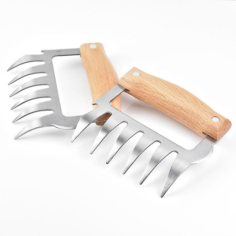 Fleischwölfe Aus Edelstahl In Form Von Bärenklauen – 2er-set Mit Holzgriffen – Multifunktionale Grillwerkzeuge – Ideales Zubehör Für Verschiedene Fleischsorten