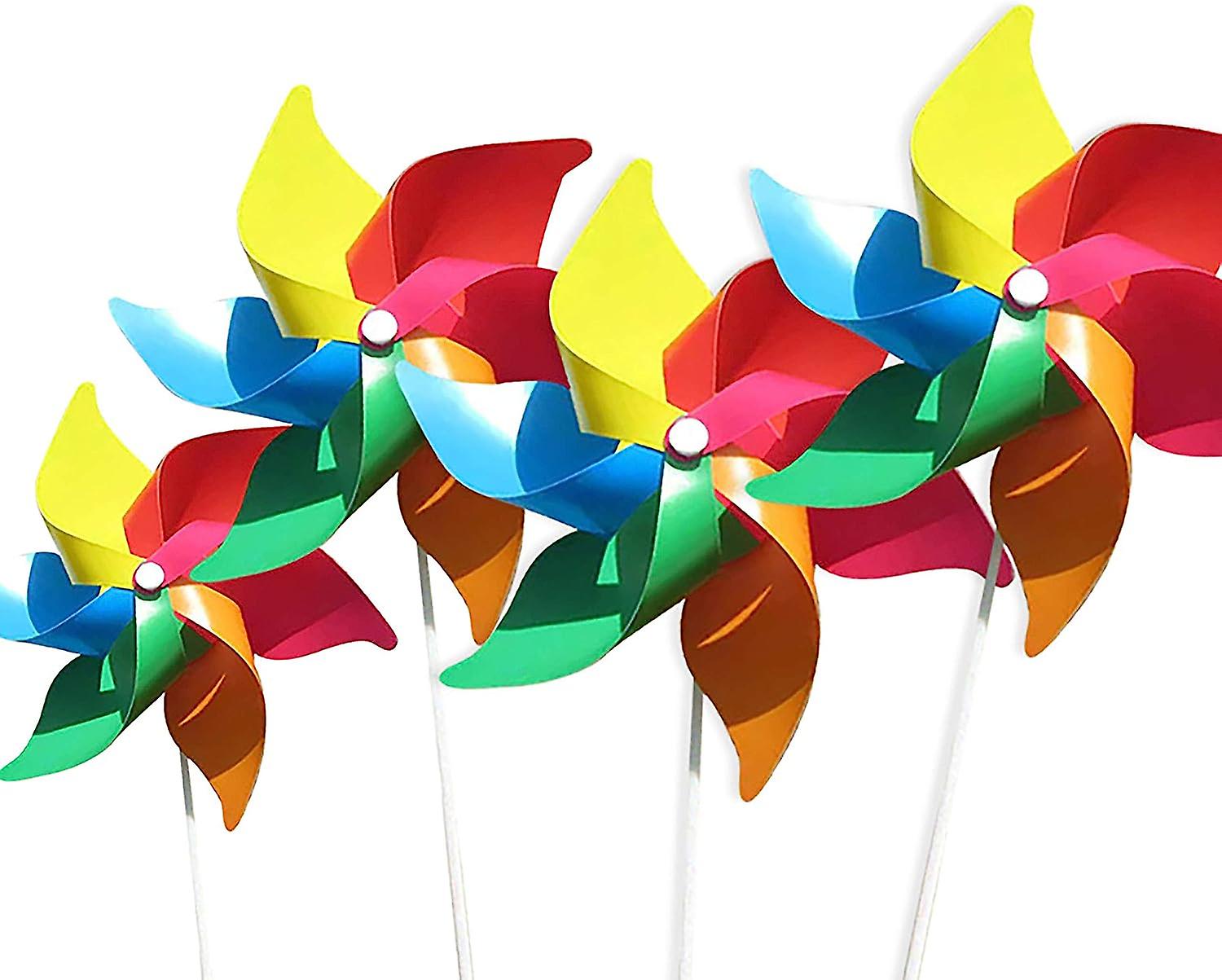 Set Mit 4 Farbenfrohen Windmühlen, Perfekt Als Geschenk Für Kinder Oder Zur Dekoration Von Kindergärten, Gärten Und Partys.