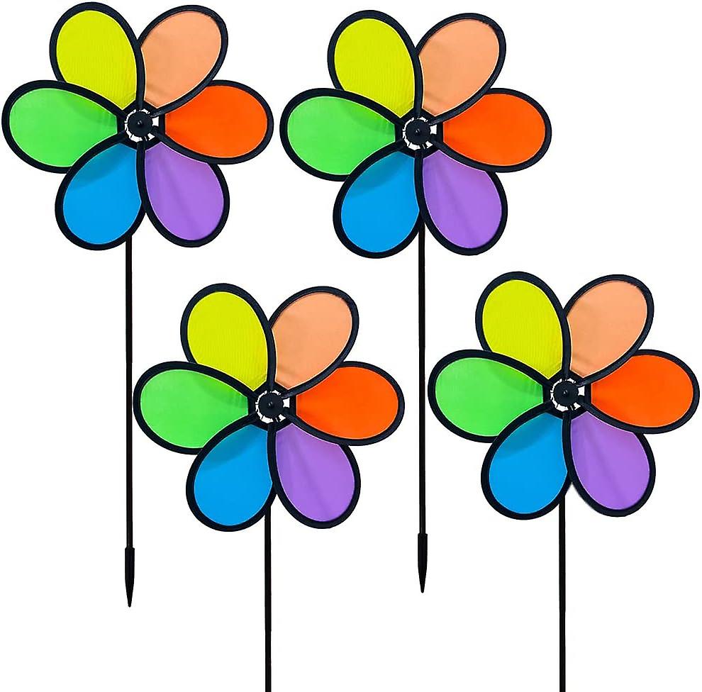 Buntes Set Aus 4 Windmühlen (9,4 Cm) Für Garten Und Hof