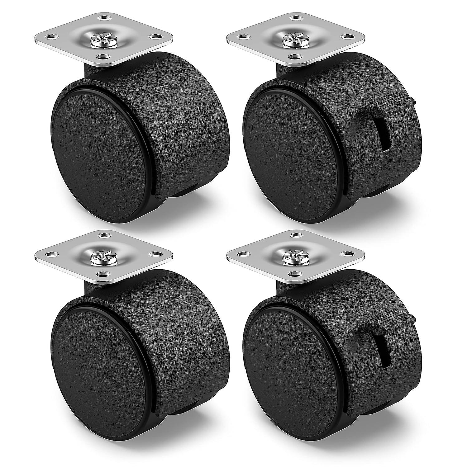 Satz Mit 4 Lenkrollen, 40 Mm Mit Bremse, 100 Kg Tragfähigkeit, Für Innenmöbel, Mit Geringem Rollwiderstand.