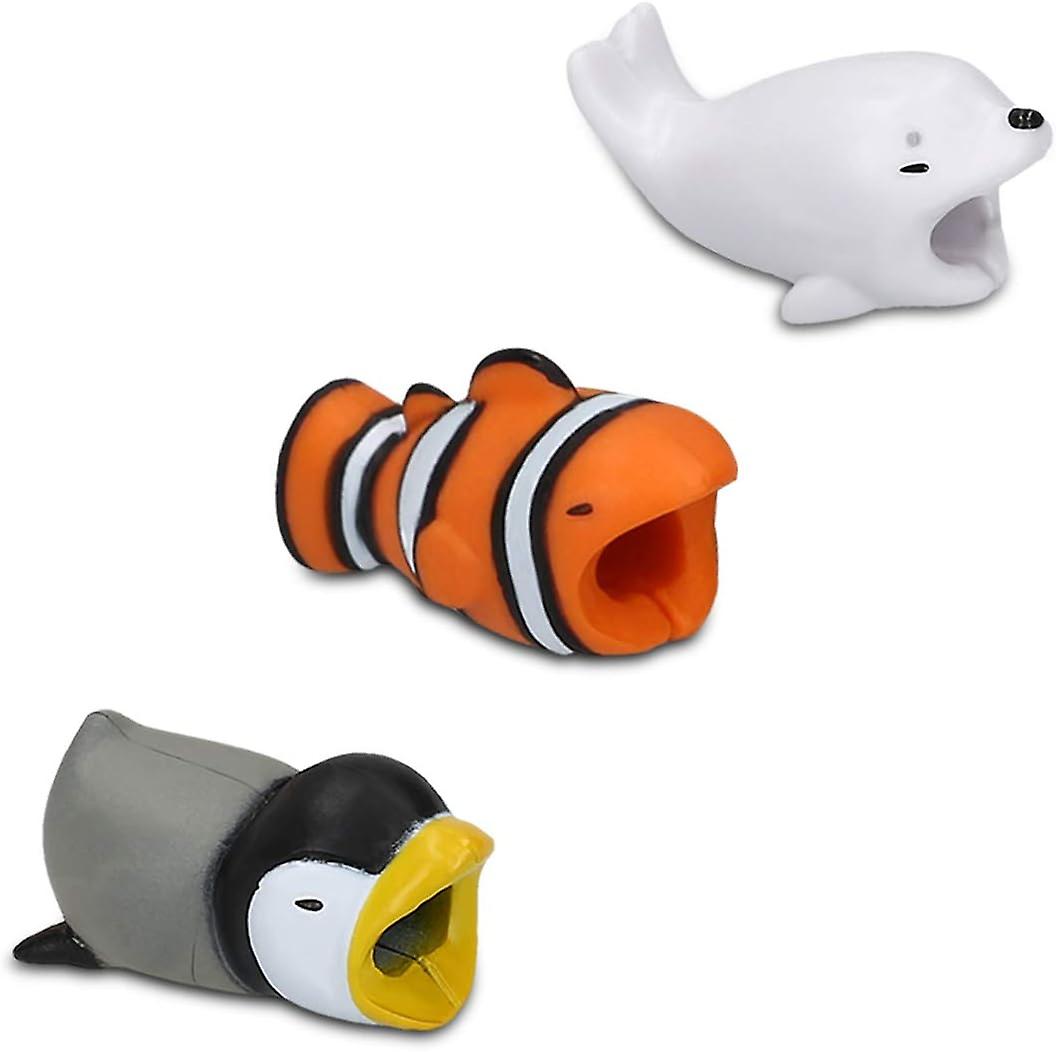 Mehrfarbige Ladekabelschutzhüllen Mit Niedlichen Tiermotiven - Kompatibel Mit Apple Iphone, Ipad Und Ipod (3er-pack)