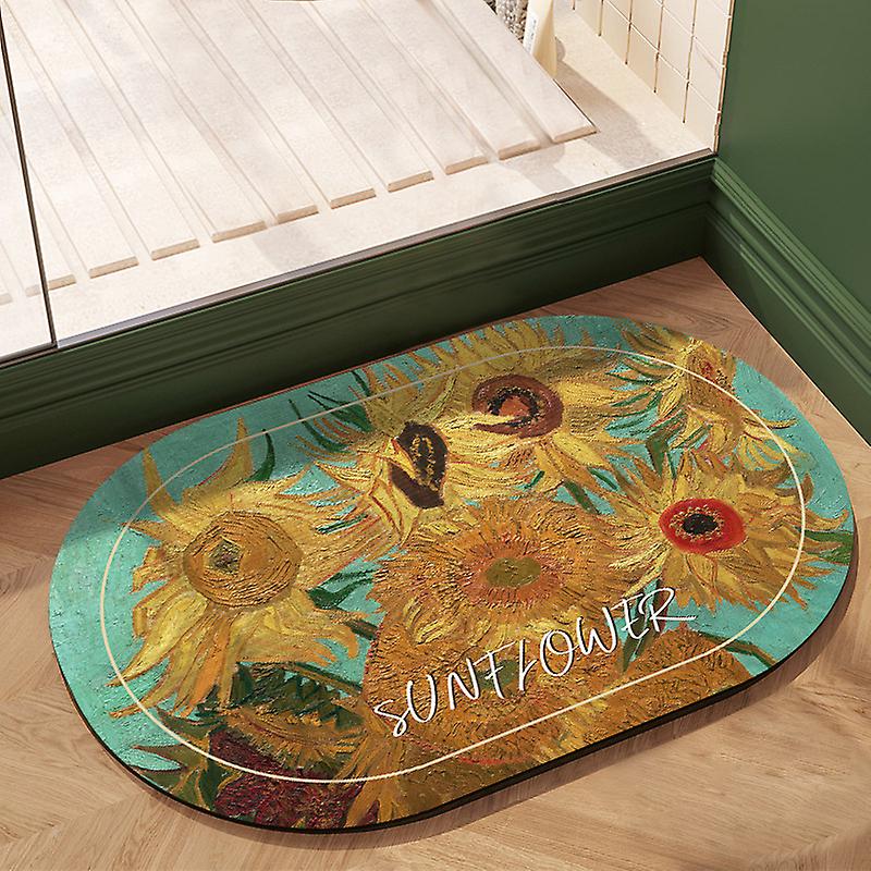 Saugfähige, Rutschfeste Badematte Mit Sonnenblumenmuster, 40 X 60 Cm: Weiche Mikrofaser-duschmatte, Maschinenwaschbar