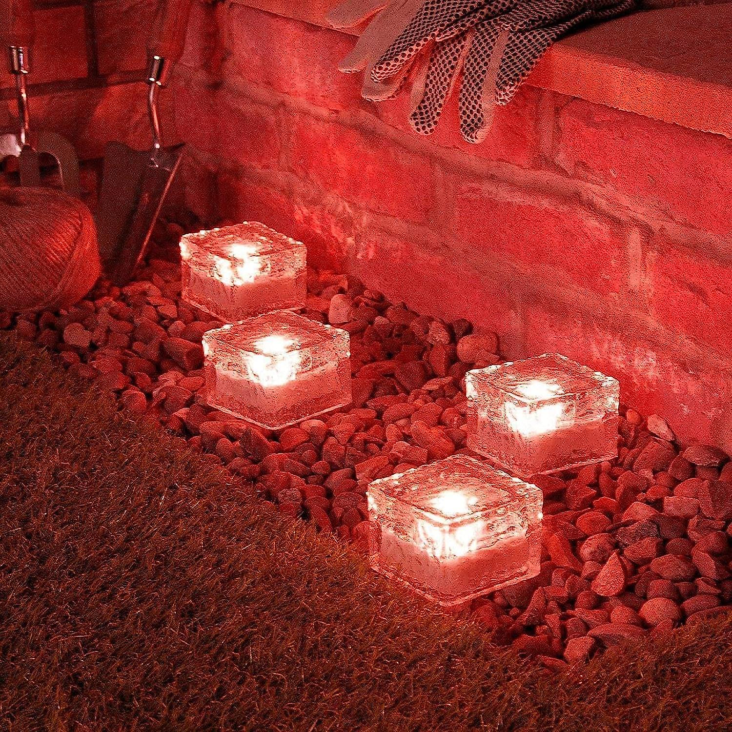 Solarleuchten Mit Eisstein-effekt, 4er-set Wasserdichte Led-leuchten (ip68) Zur Landschaftsbeleuchtung Von Gartenwegen Und Pooldekoration