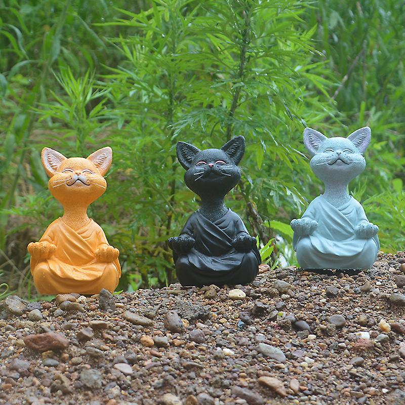 Set Mit 3 Zen-katzenfiguren In Meditation – Dekoration Für Drinnen Und Draußen, 12,5 X 5,5 X 8 Cm