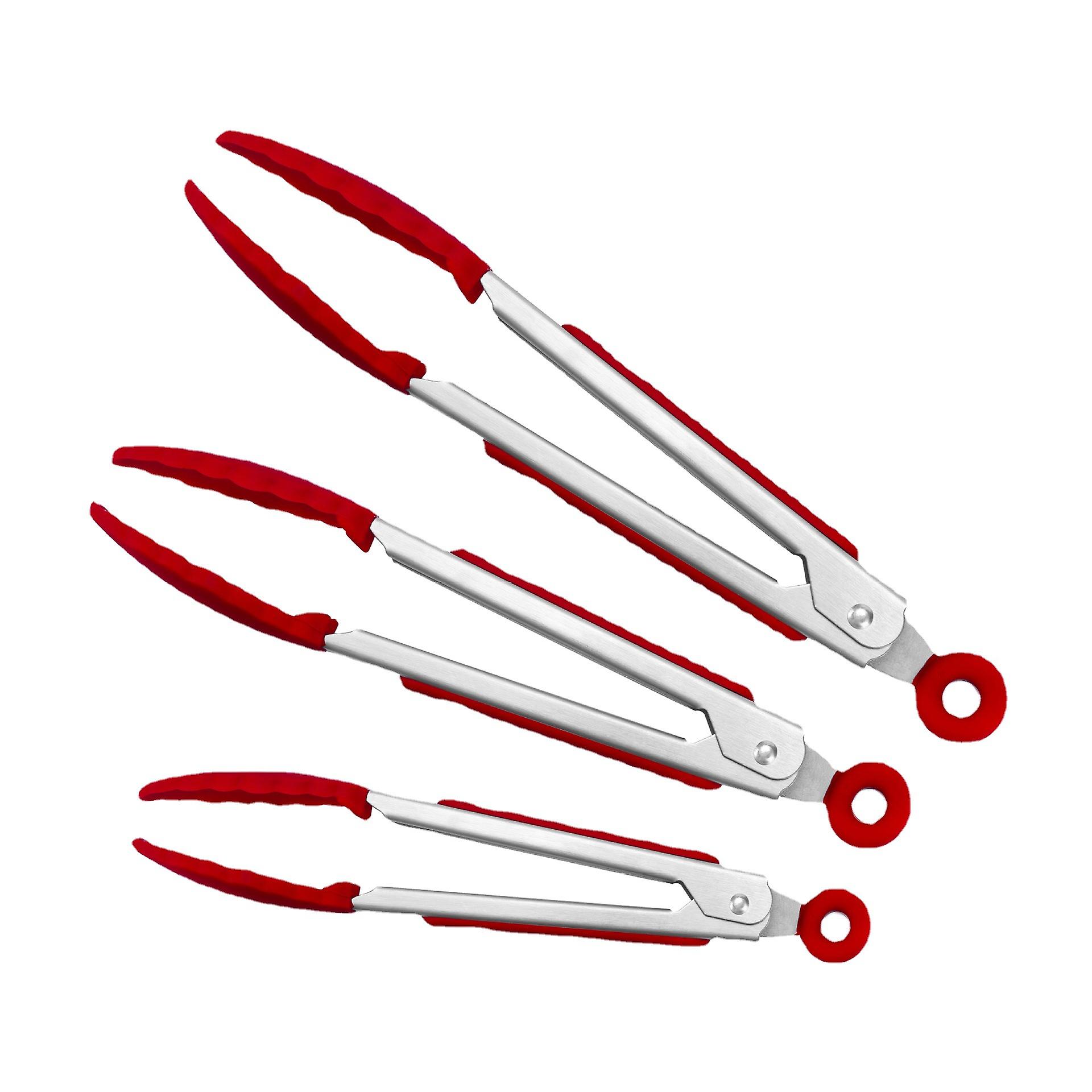 Grillzangen-set Aus Edelstahl Und Silikon – 35,5 Cm / 26,5 Cm / 21 Cm