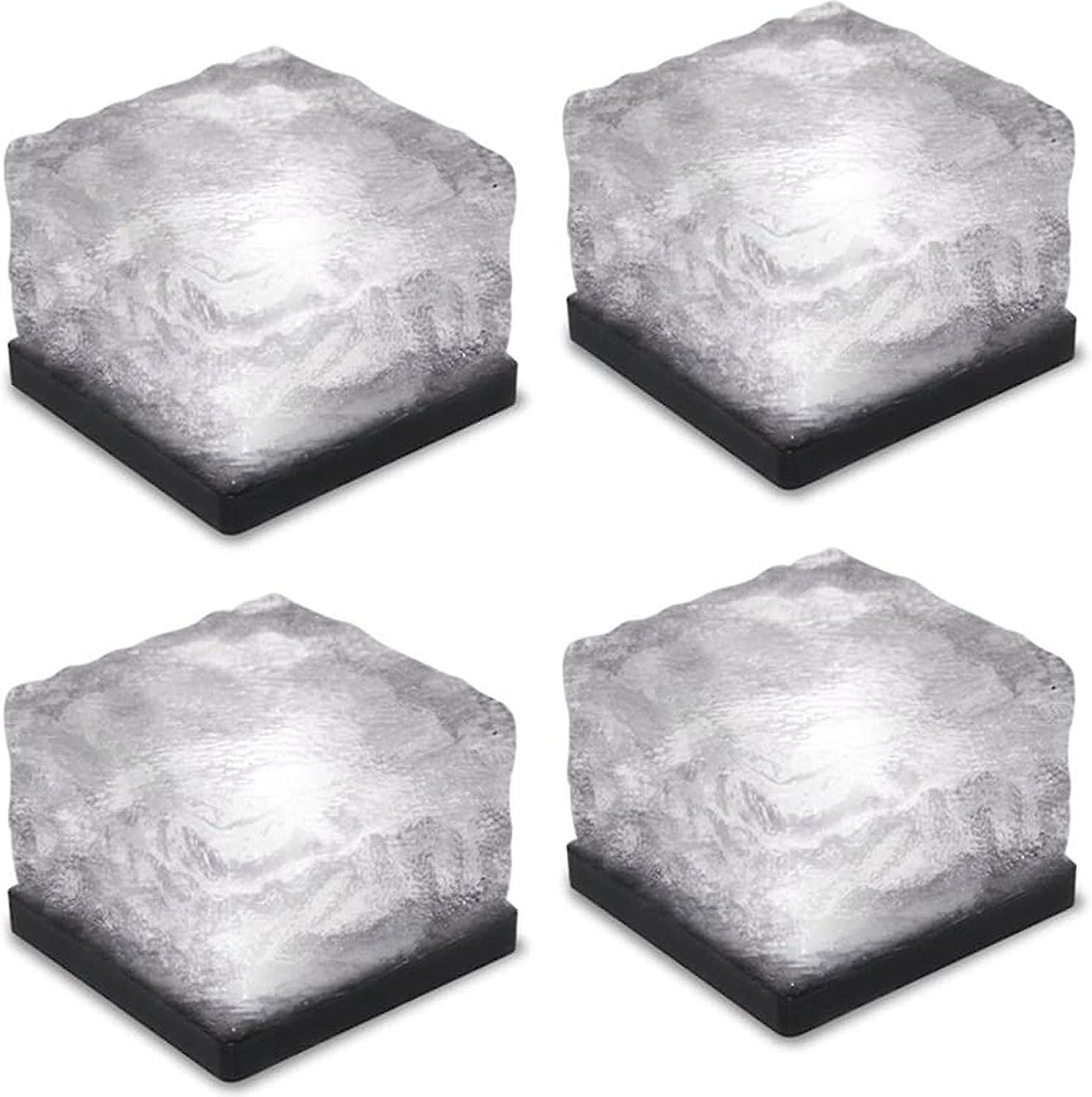 Set Mit 4 Solarbetriebenen, Eissteinförmigen Lichtern, Ip68 Wasserdicht, Zur Gartendekoration.