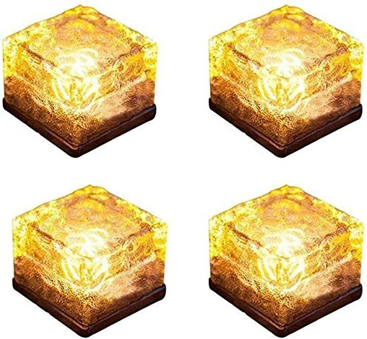 Set Aus 4 Solarbetriebenen, Eisförmigen Leuchtsteinen, Ip68 Wasserdicht, Mit Integrierter Led, Landschaftsdekoration Für Den Garten.