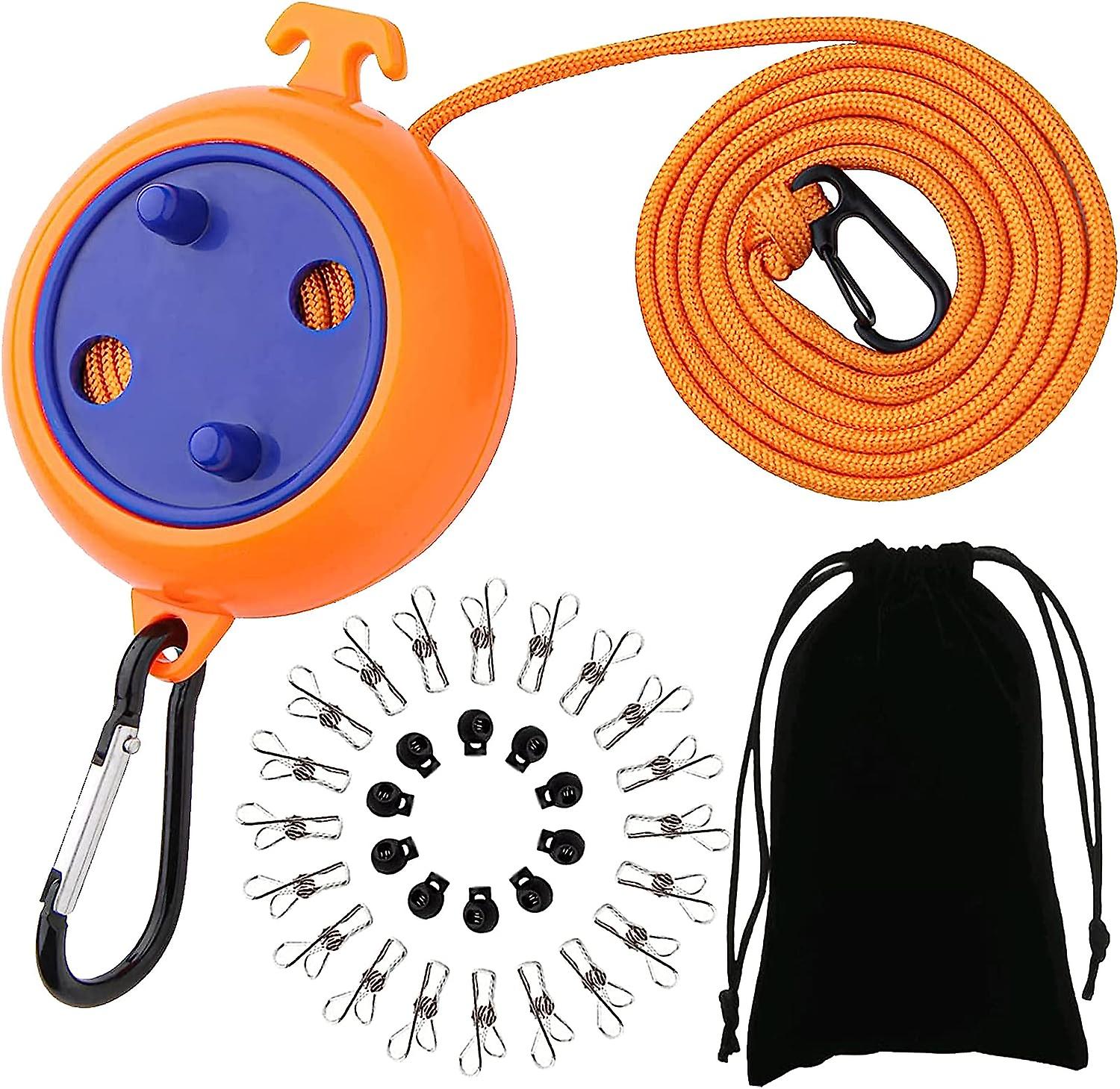 10 M Lange, Orangefarbene, Tragbare Und Ausziehbare Wäscheleine Mit Anti-verwicklungssystem Für Camping, Reisen Und Outdoor-aktivitäten