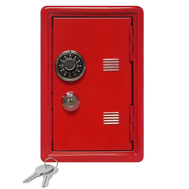 Rote Metall-spardose In Form Eines Tresors Mit Schlüssel