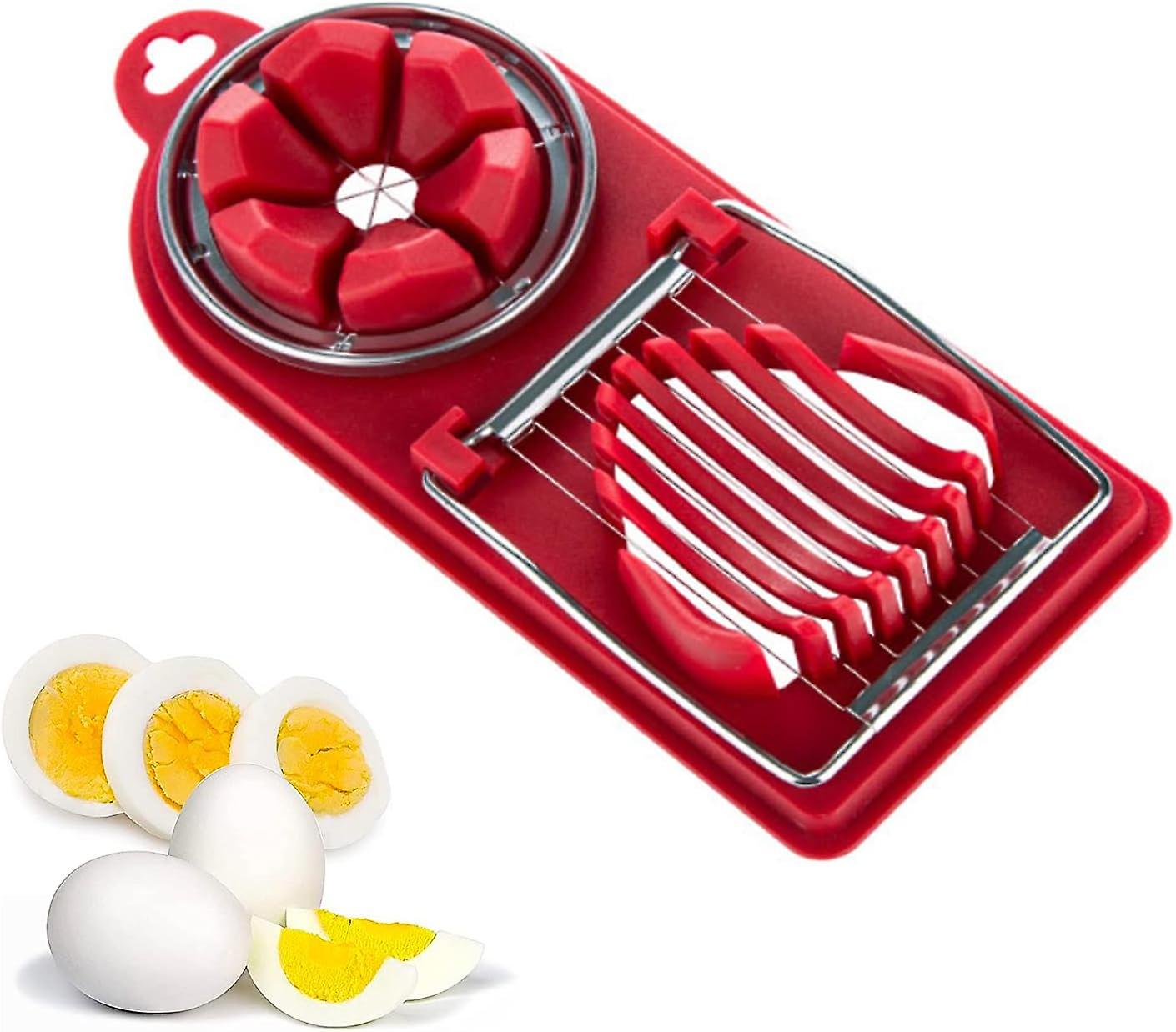 2-in-1 Eier- Und Obstschneider Aus Edelstahl – Multifunktionales Küchengerät (rot)