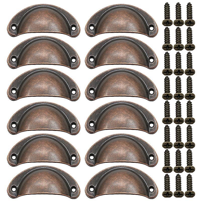Set Aus 12 Halbkreisförmigen, Schalenförmigen Griffknöpfen Aus Rotkupfer