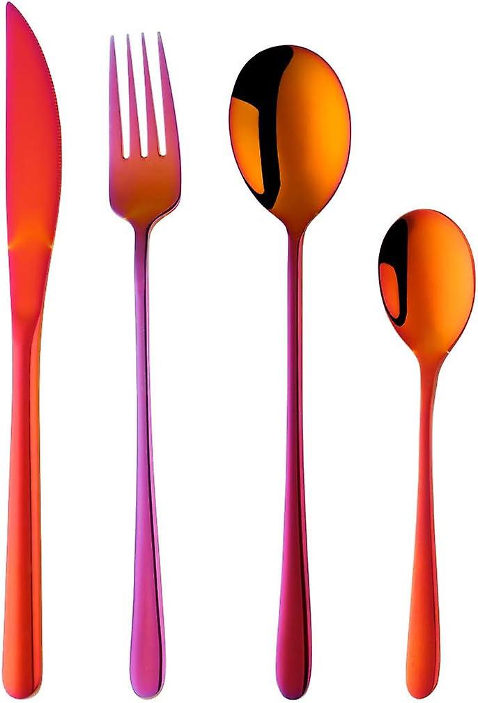 4-teiliges Besteckset Aus Orange-rotem Edelstahl