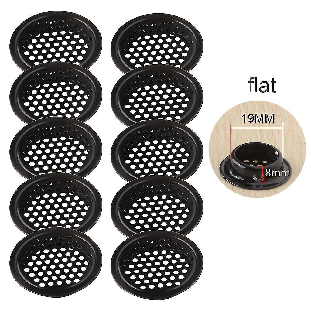 Packung Mit 10 Schwarzen Runden Lüftungsgittern Von 19 Bis 53 Mm Durchmesser Für Dachuntersichten, Hergestellt Aus Flachem Edelstahl.