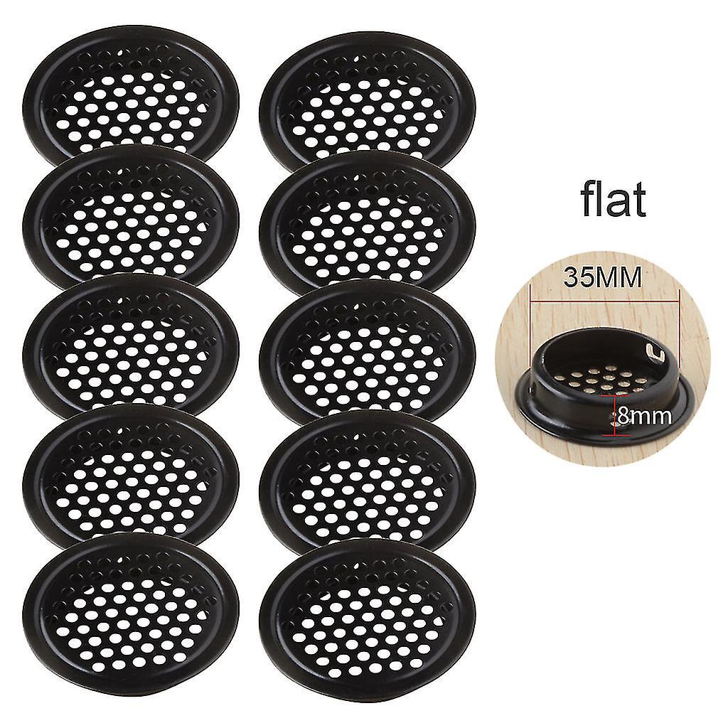 Set Mit 10 Schwarzen, Runden Dachkastenlüftern, Edelstahl, 19–53 Mm, 35 Mm, Flach