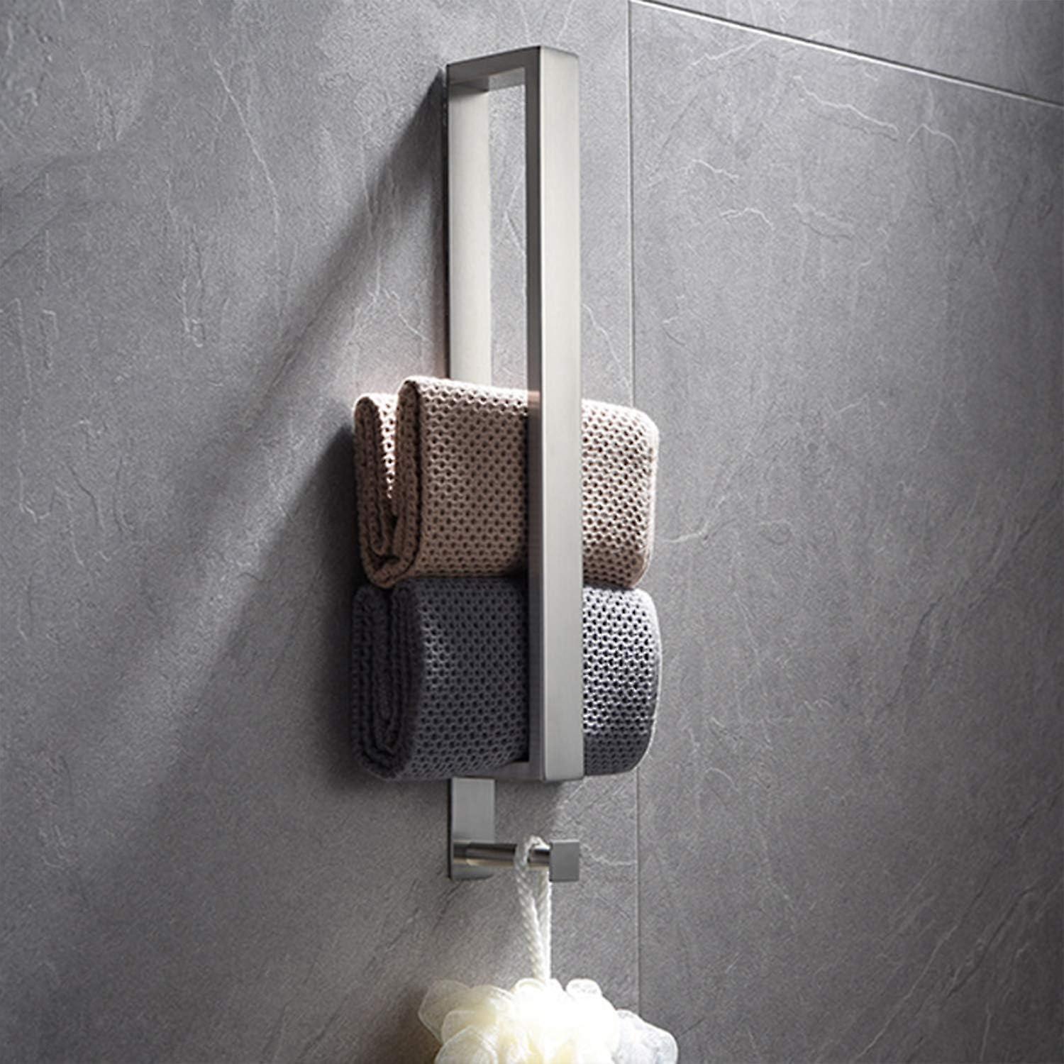 Handtuch- Und Kleiderständer Aus Schwarzem Edelstahl Mit Selbstklebendem Haken – Organizer Für Bad Oder Küche Ohne Bohren (40 Cm, Gebürstet)
