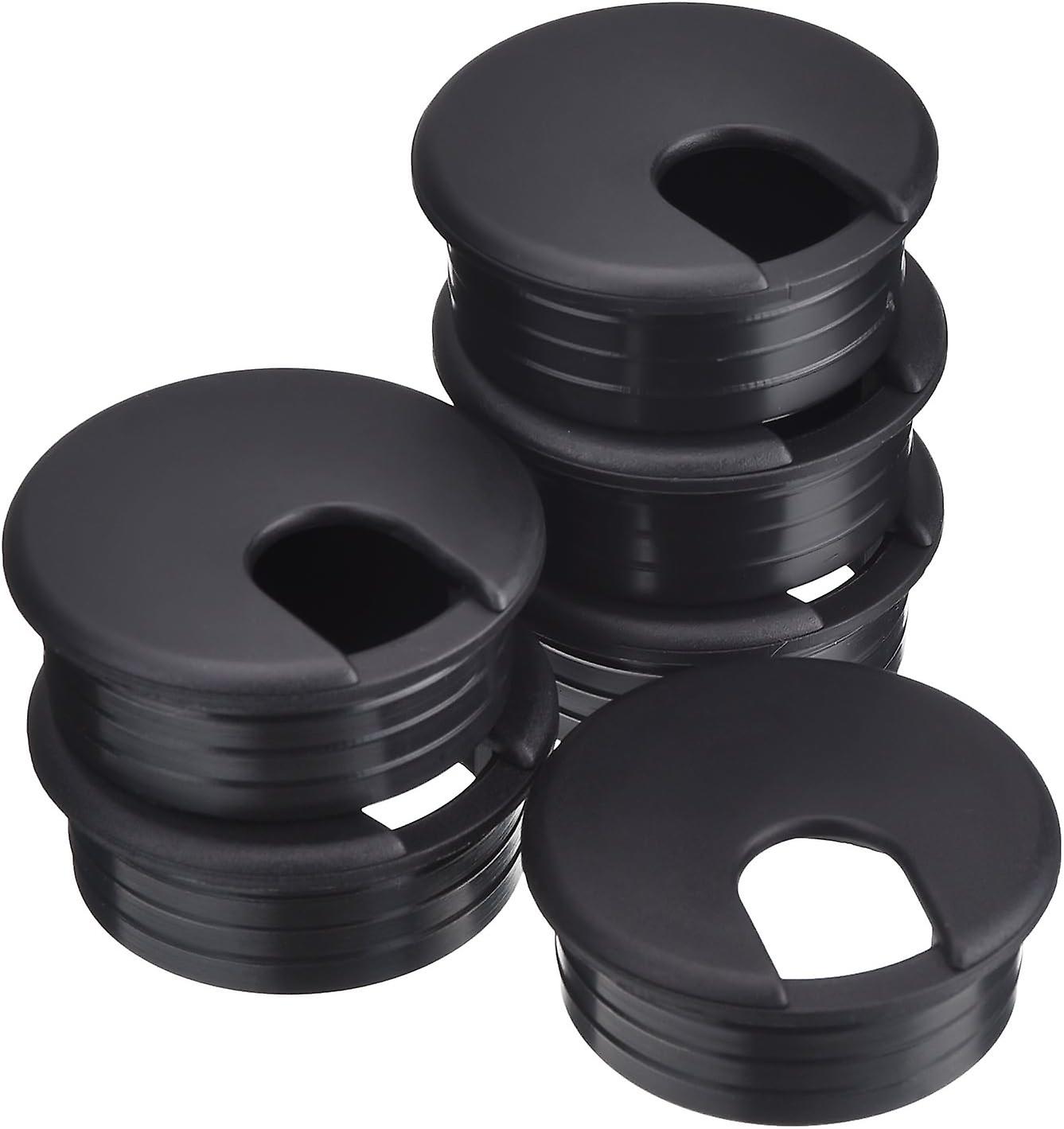 Set Mit 6 Schwarzen 45-mm-kabeldurchführungen Aus Kunststoff Für Den Schreibtisch Zur Kabelorganisation