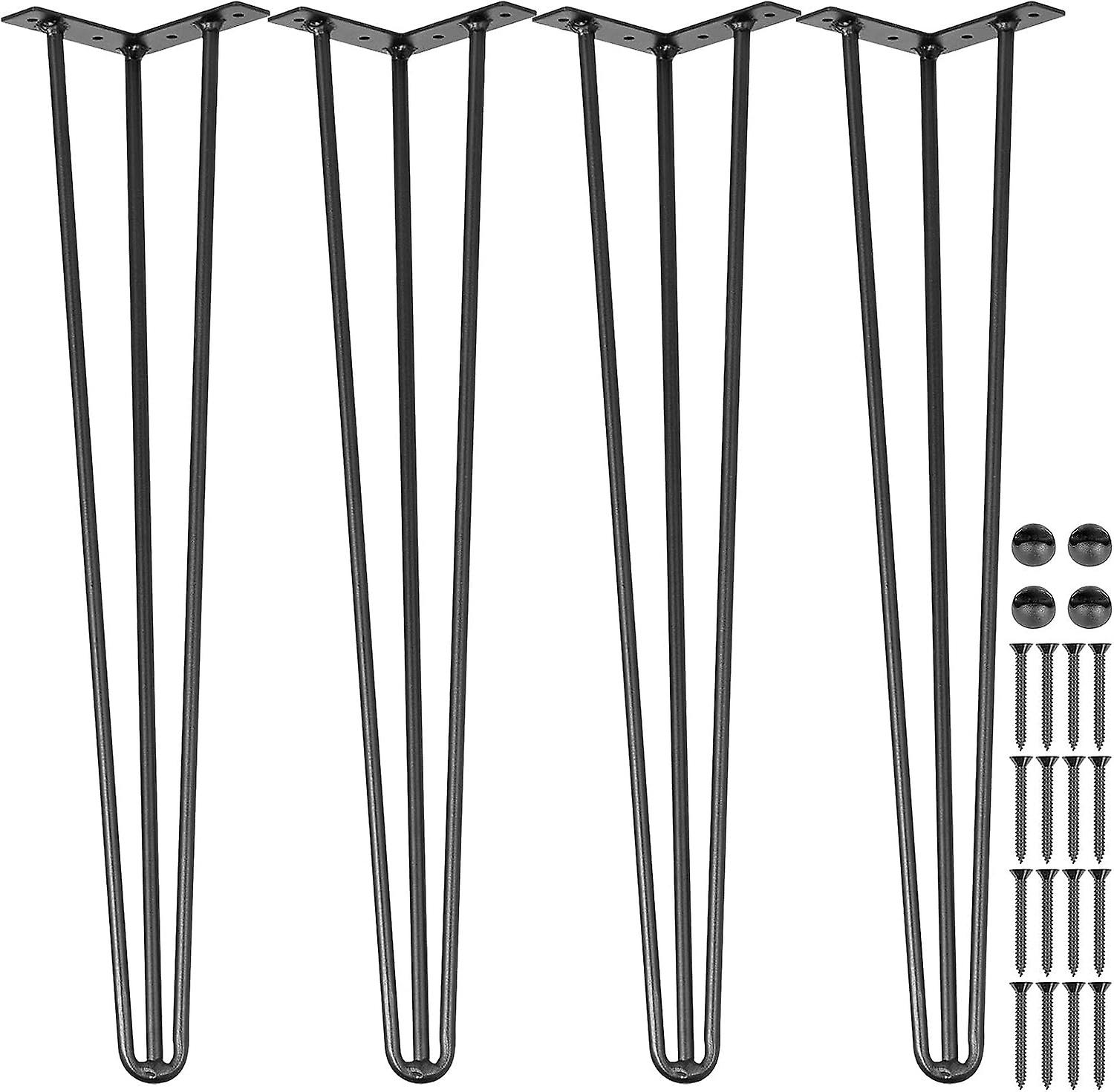 Set Mit 4 Haarnadel-tischbeinen, 20 Cm, Mit 3 Streben – Schwarze Stahl-möbelbeine Für Den Tischbau