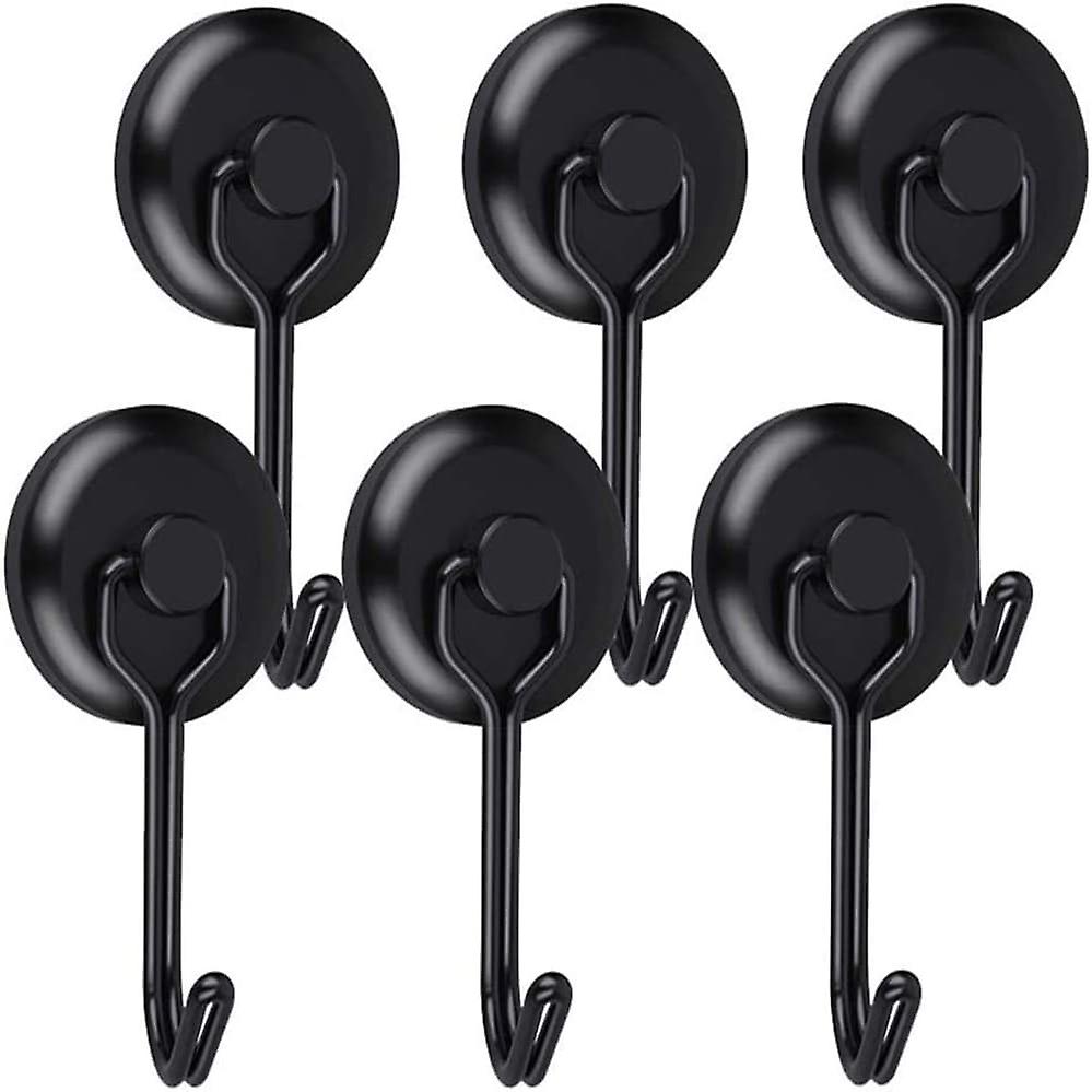 Set Mit 6 Schwarzen, Drehbaren Neodym-magnethaken Für Kühlschrank, Küche Und Tisch
