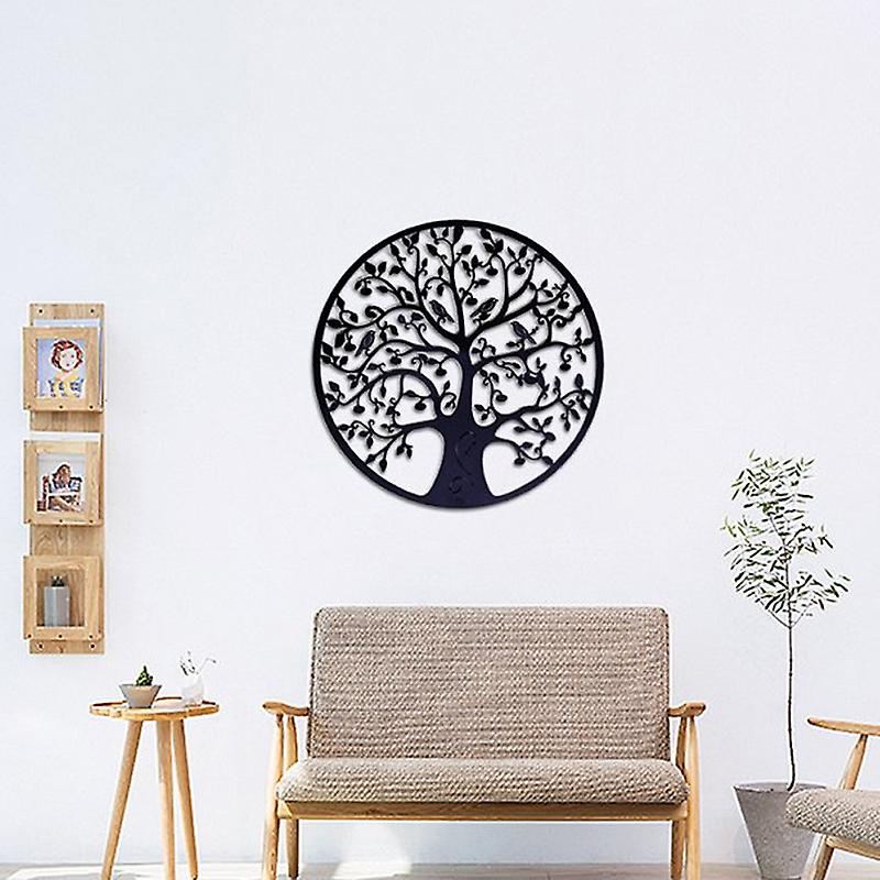 Lebensbaum-wanddekoration Aus Metall – Dekoration Für Den Innen- Und Außenbereich, Geeignet Für Garten Oder Wohnung – Schwarz (28x28cm)