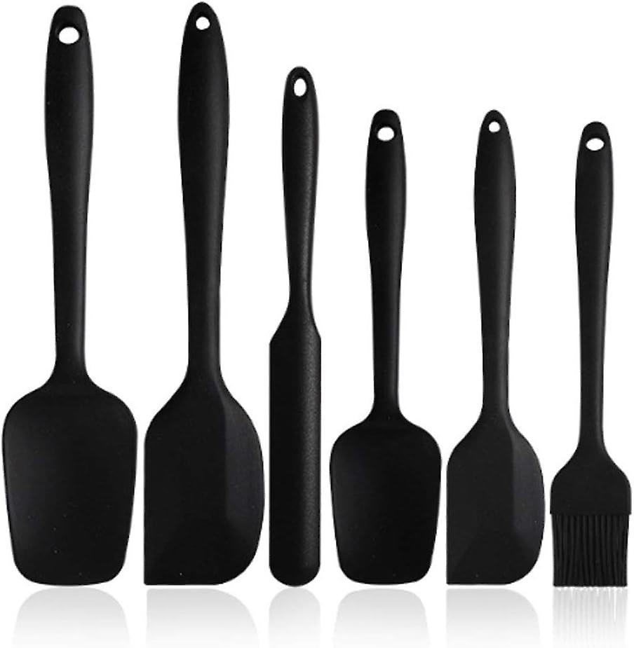 Set Mit 6 Hitzebeständigen Silikonspateln Mit Edelstahlkern Zum Backen Und Für Die Konditorei, Schwarze Antihaft-spatel