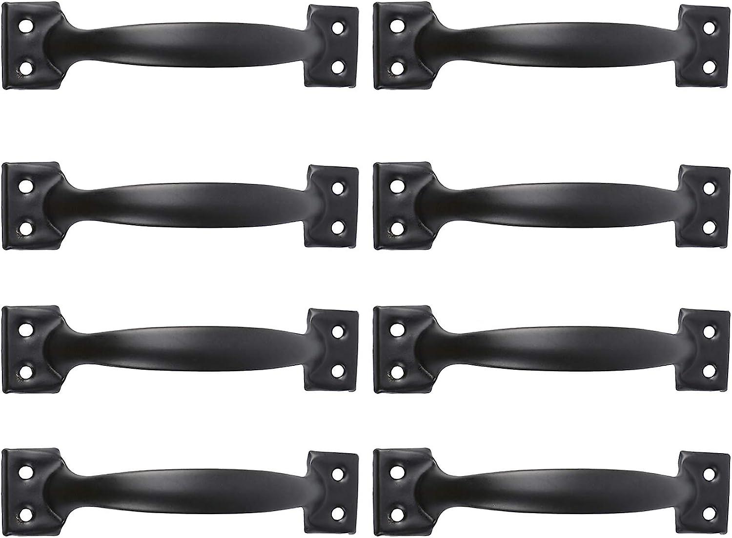 Set Mit 8 Rustikalen Schwarzen Scheunentürgriffen - 6 Vintage-ziehgriffe Für Küchenschränke, Schubladen, Kleiderschränke - Geeignet Für Holzzäune (schwarz, 6)