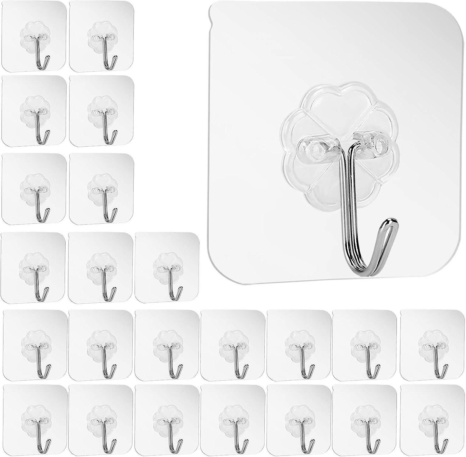 Packung Mit 48 Wiederverwendbaren, Transparenten Klebehaken, Maximale Traglast 6 Kg, Wasser- Und Ölbeständig, Ideal Für Bad- Und Küchenhandtücher.