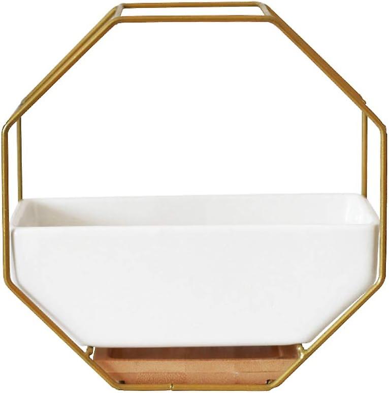 Set Aus Geometrischen, Goldfarbenen Keramik-hängevasen Für Wand, Schreibtisch Und Sukkulenten-pflanztöpfe