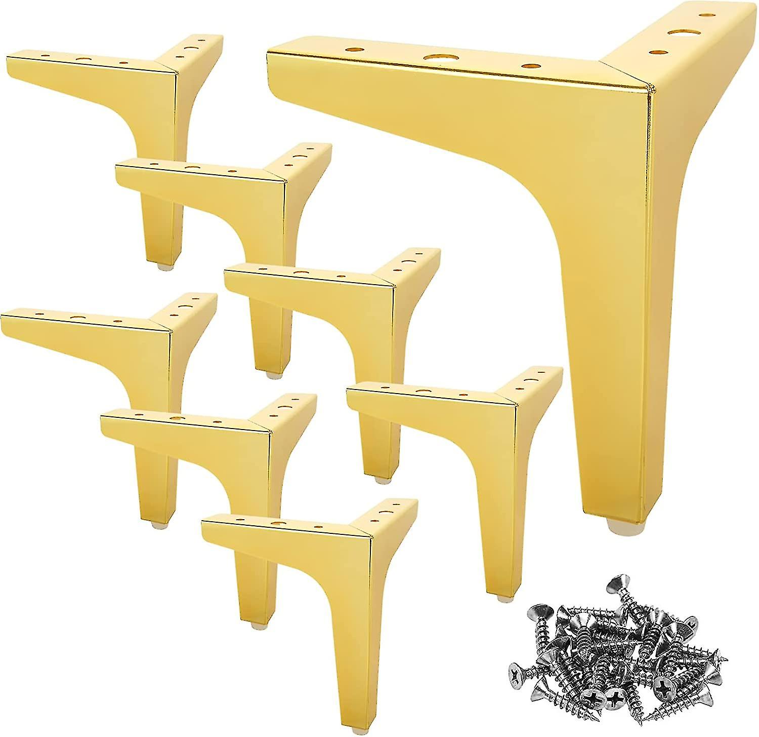 Set Mit 8 Goldfarbenen Sofabeinen Aus Metall, 10 Cm Hoch, Inklusive 40 Schrauben – Tragkraft Bis Zu 600 Kg – Möbelfüße Für Sofas Und Tv-möbel