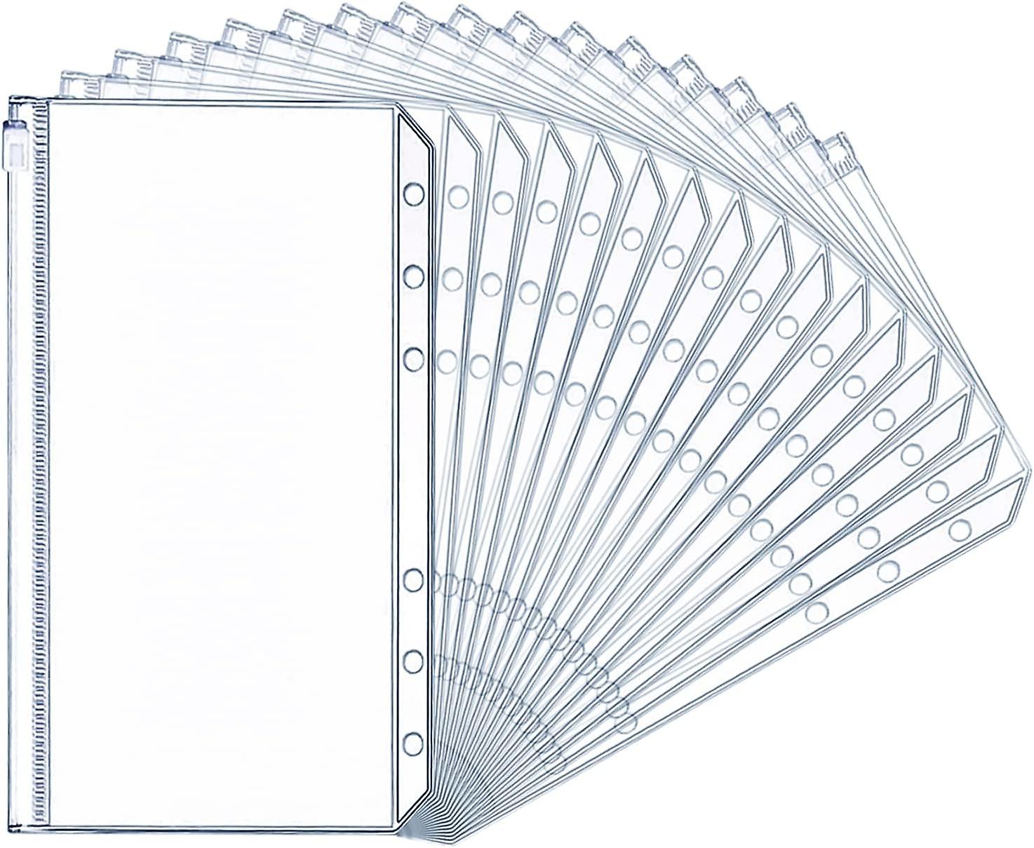 Set Mit 32 Reißverschlusstaschen Für A5- Und A6-ordner Mit 6 Löchern – Plastikhüllen Für Dokumente, Bargeld, Kreditkarten, Fotos Und Rechnungen