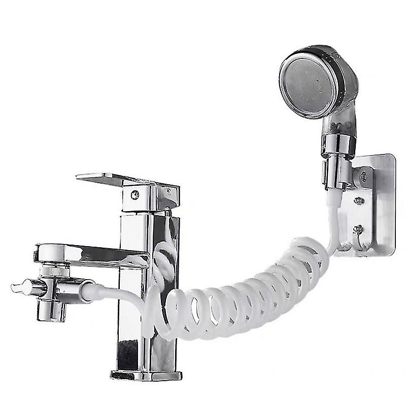 Teleskop-handbrause Mit Waschbeckenaufsatz Und Silberner Oberfläche