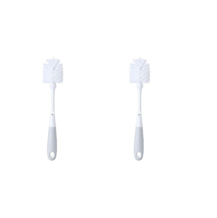 Set Mit 2 Weißen Flaschenbürsten Mit Langem Griff