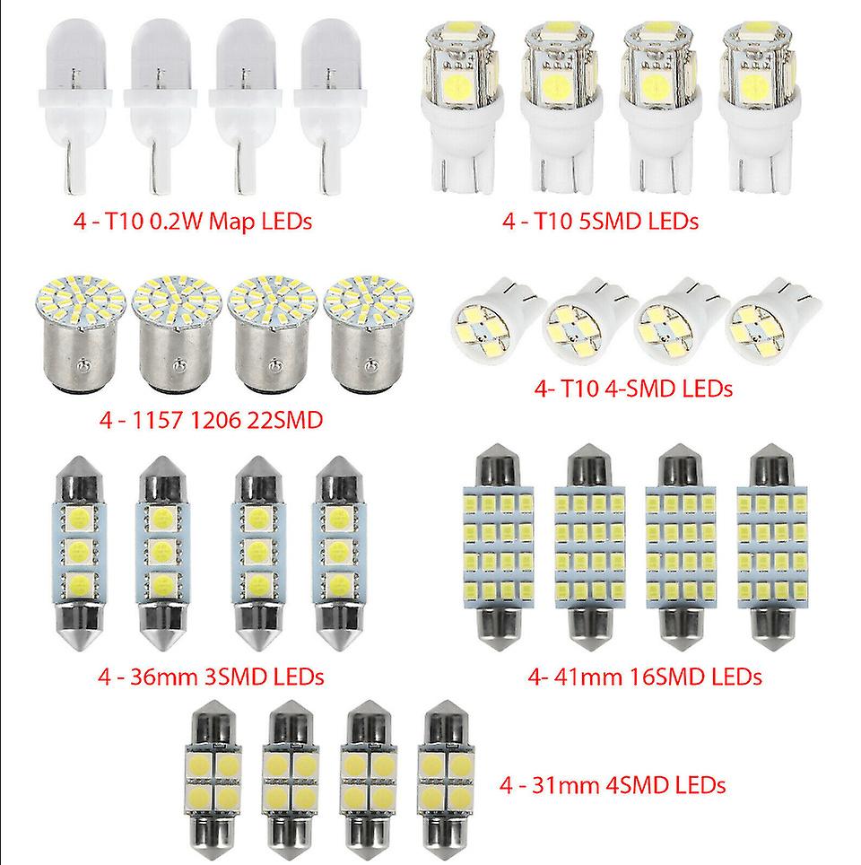 Universelles 28-led-t10-autolampen-set – Weiße Innenraumbeleuchtung, Kennzeichenbeleuchtung, Kartenleseleuchte.