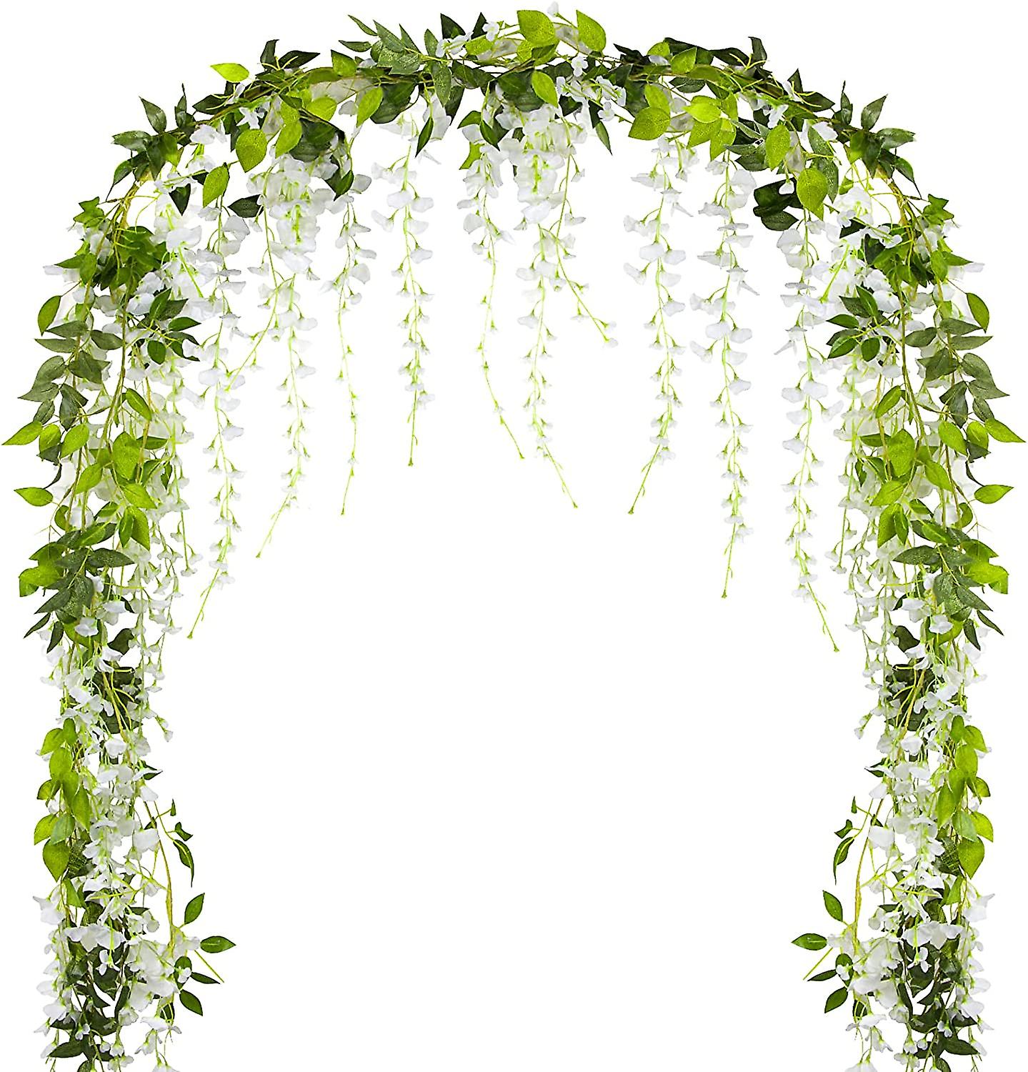 M Lange Künstliche Glyziniengirlande Mit Weißen Blüten – Künstliches Efeulaub Für Die Balkondekoration Bei Hochzeiten