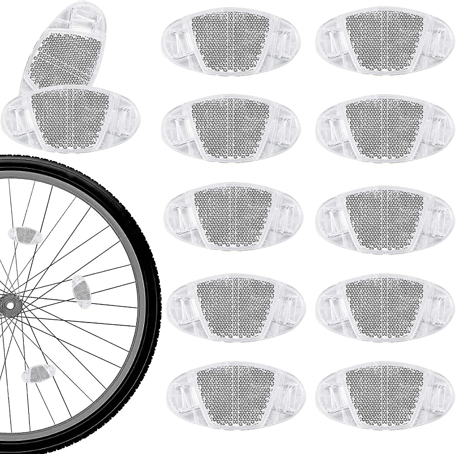 Set Mit 12 Fahrradspeichenreflektoren Für Optimale Sicherheit Im Nächtlichen Straßenverkehr – Weiße Reflektoren Für Mountainbike- Und Rennradfelgen