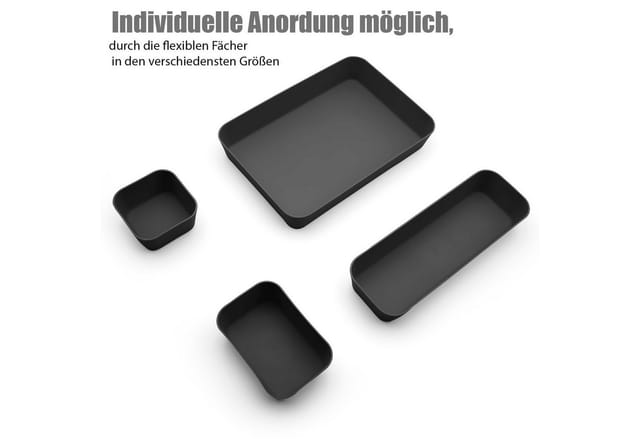BigDean Organizer Schubladen Organizer mit 8 Fächern in Schwarz (Set, 1 St., 8 tlg), Küche (Lebensmittelecht), Schreibtisch, Büro