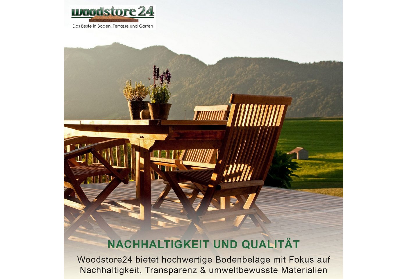 Woodstore24 Terrassendielen WoodoMalta WPC Massivdiele in Holzoptik für den Garten mit Clipsystem, (Bodenbelag Komplettset mit Unterkonstruktion, Clip-Befestigung, 2,4m L x 14,6cm B x 1,8cm Stärke, in grau, anthrazit & braun), Holzoptik, Klicksystem, Außenbereich, Gastronomie geeignet, wetterfest Bild 2