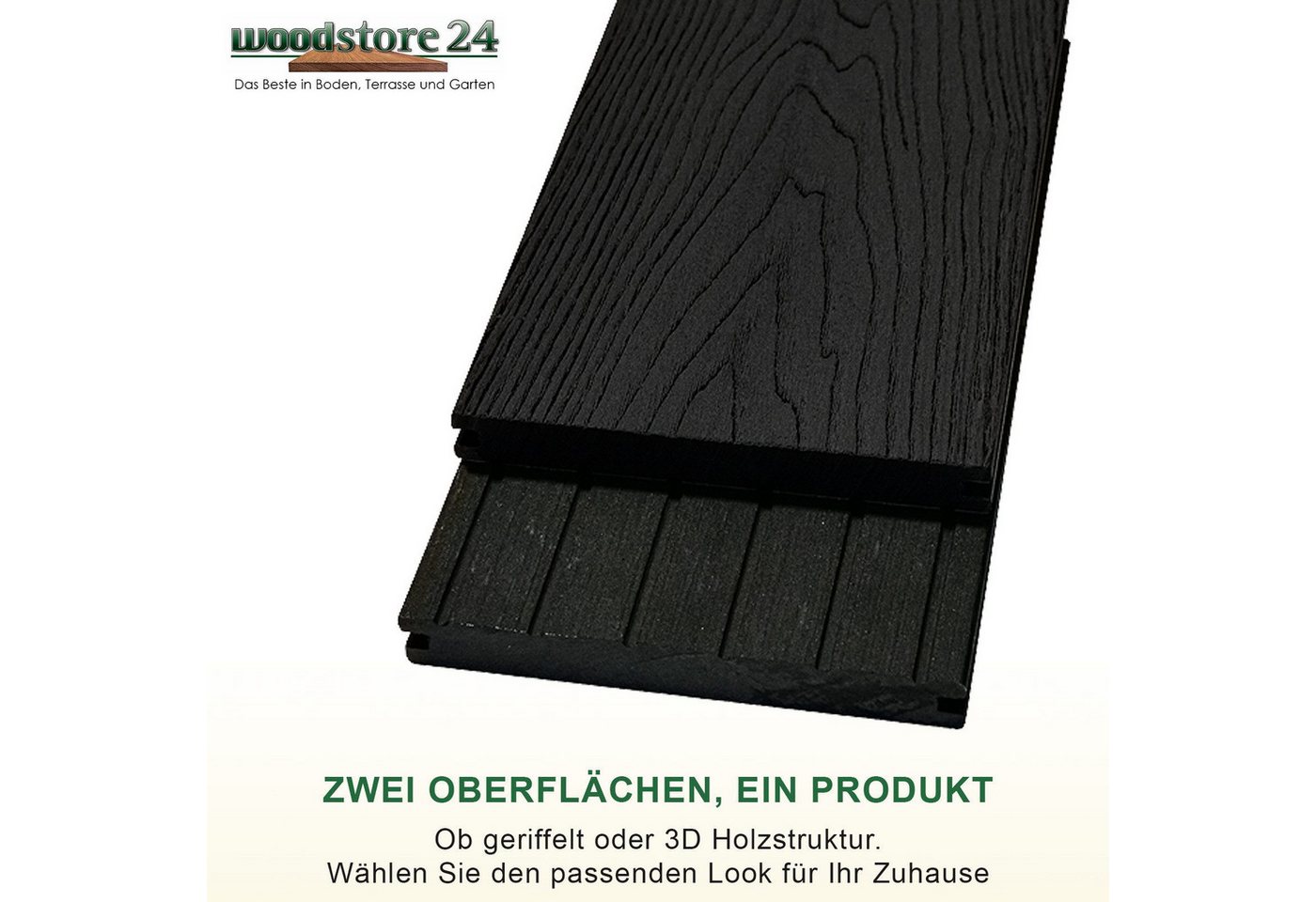 Woodstore24 Terrassendielen WoodoMalta WPC Massivdiele in Holzoptik für den Garten mit Clipsystem, (Bodenbelag Komplettset mit Unterkonstruktion, Clip-Befestigung, 2,4m L x 14,6cm B x 1,8cm Stärke, in grau, anthrazit & braun), Holzoptik, Klicksystem, Außenbereich, Gastronomie geeignet, wetterfest Bild 3