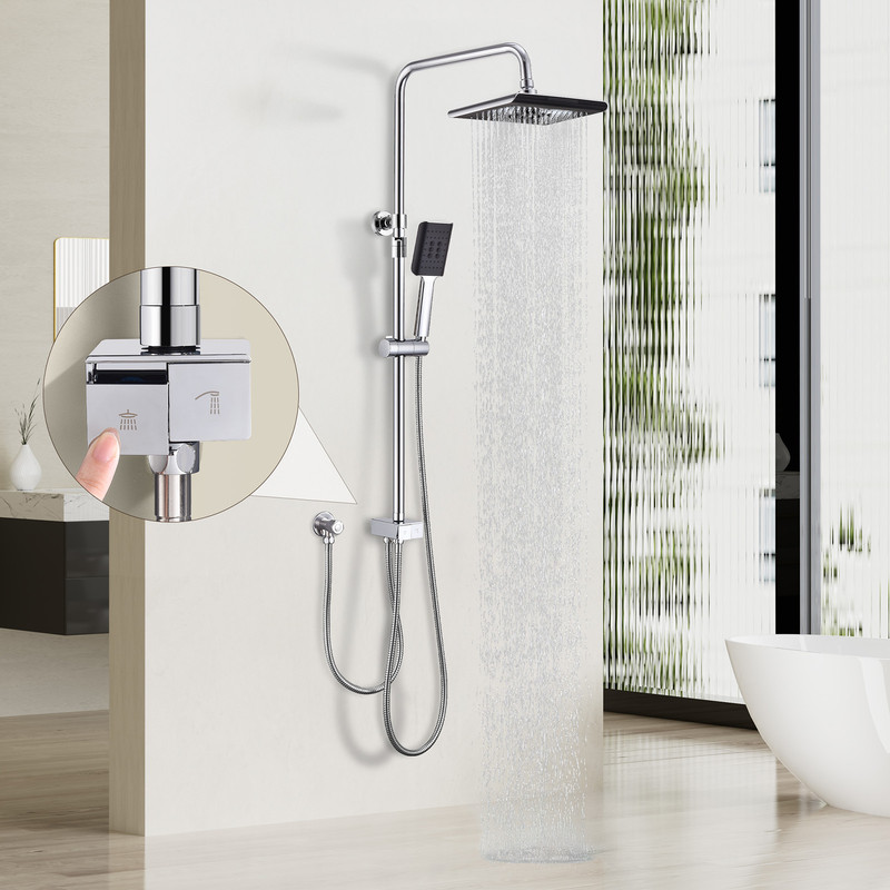 Duschsäule Ohne Mischbatterie Mit Tasten Wasserumsteller Quadratischer Kopfbrause Handbrause Mit Selbstreinigungsfunktion