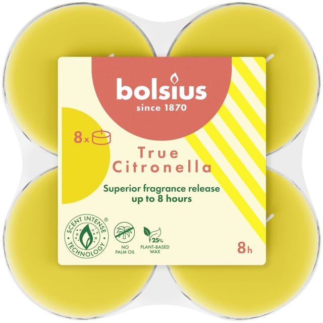 Bolsius Duftkerze Bolsius Maxi-Lichte Citronella 8er Pack