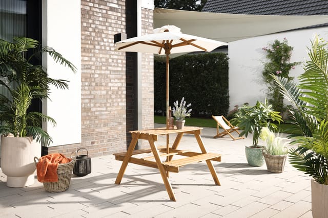 Primaster Gartenbank Kindersitzgruppe Mia mit Sonnenschirm holz