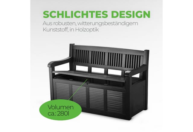 Bestlivings Gartenbank inkl. Stauraum 280L, 130x60x85 cm, Kunststoff, robust, UV- und Wetterbeständig
