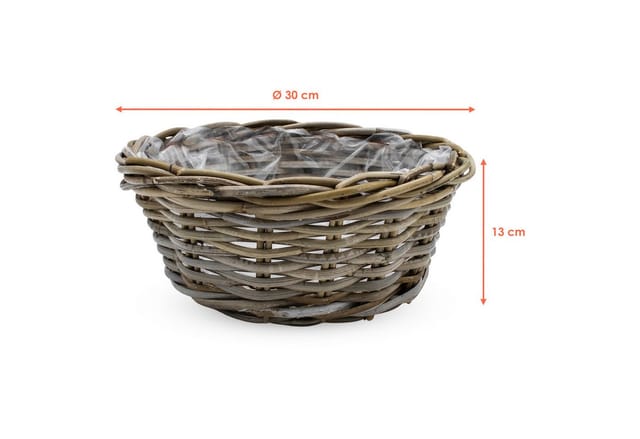Spetebo Pflanzschale Geflochtener Weide Pflanzkorb natur - 30 cm (Anzahl, 1 St., 1), direkt bepflanzbar dank eingearbeiteter Folie