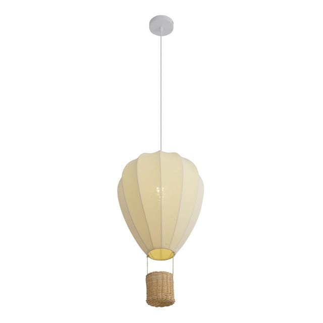Qazqa Pendelleuchte Airballoon, ohne Leuchtmittel, E27, Beige, Für Kinder, Textil, 1-flammig