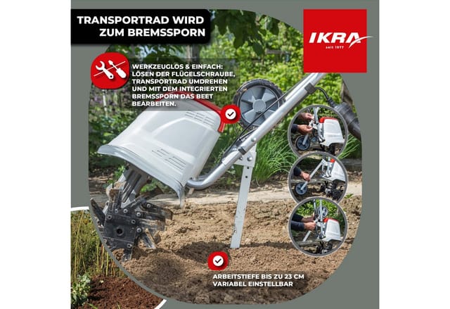 ikra GmbH Elektromotorhacke FEM 1500, 45 cm Arbeitsbreite, 1500 W, 17 bis 45 cm breit & bis 23 cm tief