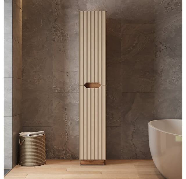 Vicco Hochschrank Lotta, Eiche/Kaschmir gestreift, 33 x 186 cm mit 2 Türen (1-St)