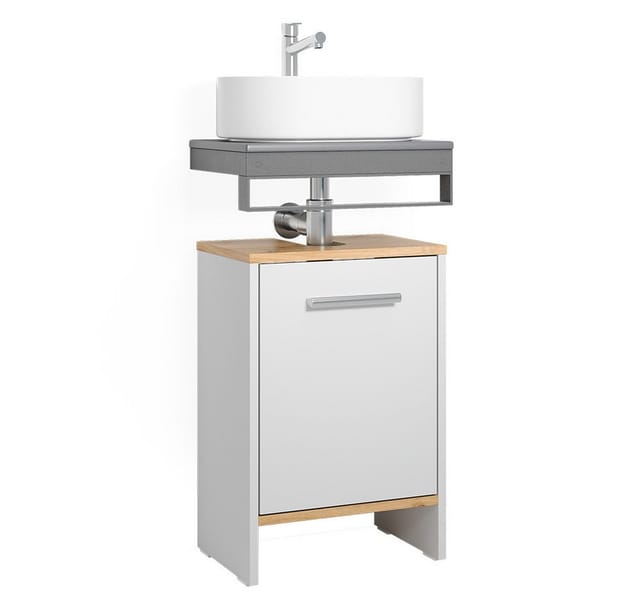 Vicco Waschbeckenunterschrank Karli, Weiß/Goldkraft Eiche, 38.2 x 57 cm mit der Tür (1-St)