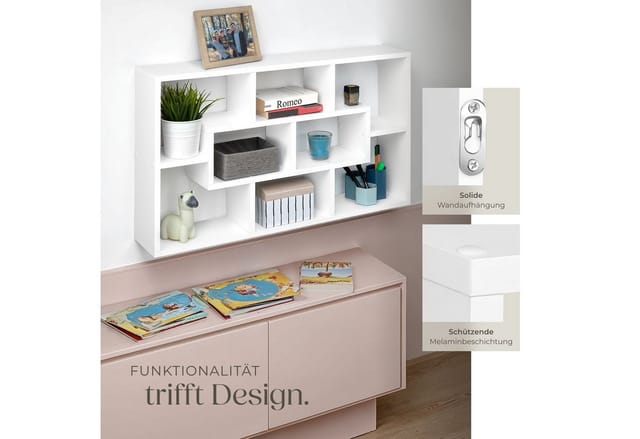 tectake Wandregal Kassandra, Set 1-tlg., Retro-Stil