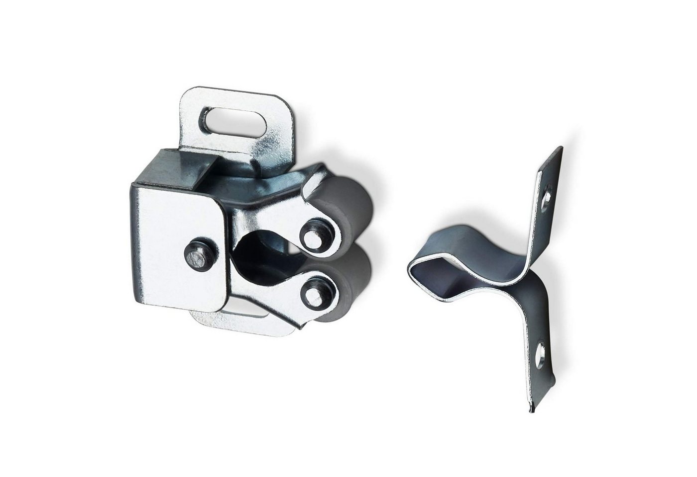 SO-TECH® Haftmagnetschnäpper Doppel-Rollenschnäpper verstellbar aus Stahl verzinkt Drucks, (1-tlg), 1 Stück, inkl. Gegenstück, Druckschnäpper Türschnäpper Bild 2